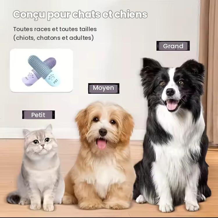 Brosse à Dents à Doigt en Silicone 360° – Chiens et Chats  Prix conseillé : 12,90€ l’unité, ou 19,90€ le lot de 2