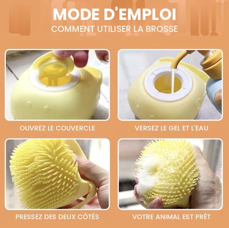 Brosse de bain 2-en-1 avec distributeur de shampoing – Silicone souple