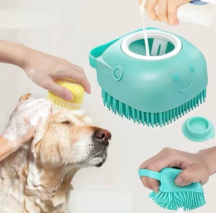Brosse de bain 2-en-1 avec distributeur de shampoing – Silicone souple